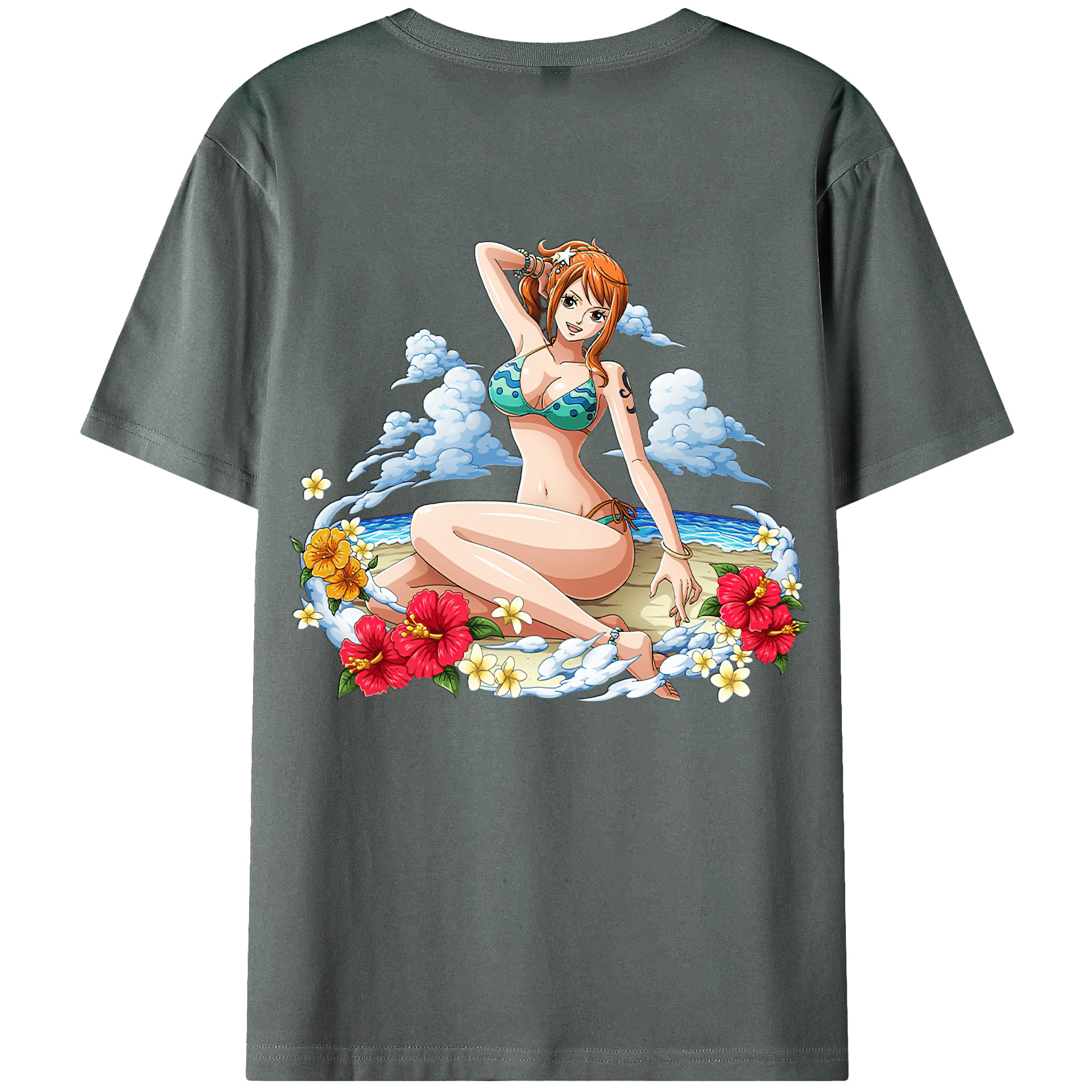 （画像用） ワンピース ナミ ONE PIECE Nami 綿100％ メンズ半袖Tシャツ（バックプリント） 通気性